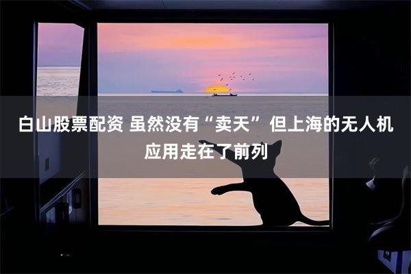 白山股票配资 虽然没有“卖天” 但上海的无人机应用走在了前列