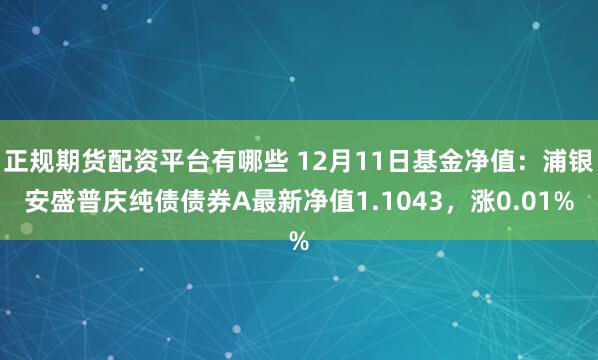 正规期货配资平台有哪些 12月11日基金净值：浦银安盛普庆纯债债券A最新净值1.1043，涨0.01%