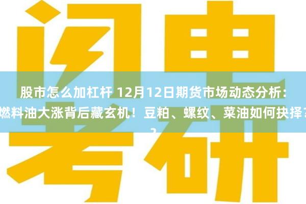 股市怎么加杠杆 12月12日期货市场动态分析：燃料油大涨背后藏玄机！豆粕、螺纹、菜油如何抉择？