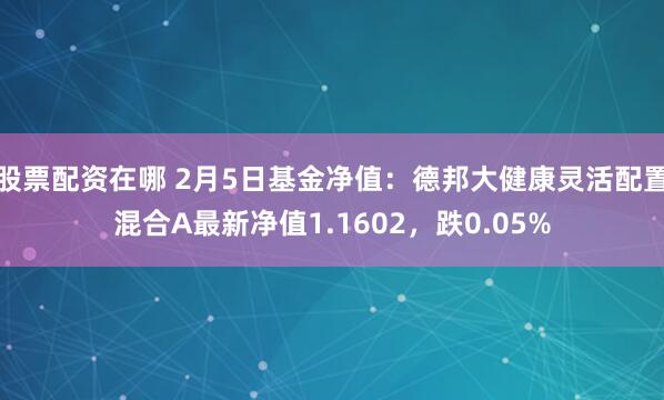 股票配资在哪 2月5日基金净值：德邦大健康灵活配置混合A最新净值1.1602，跌0.05%