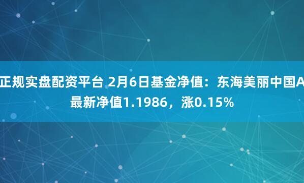 正规实盘配资平台 2月6日基金净值：东海美丽中国A最新净值1.1986，涨0.15%