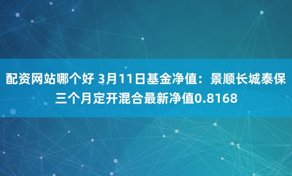 配资网站哪个好 3月11日基金净值：景顺长城泰保三个月定开混合最新净值0.8168