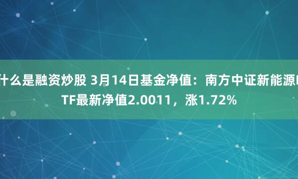 什么是融资炒股 3月14日基金净值：南方中证新能源ETF最新净值2.0011，涨1.72%